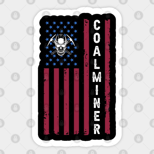 Coal Miner USA Flag Funny Mining Mine Worker Gifts Sticker by rebuffquagga